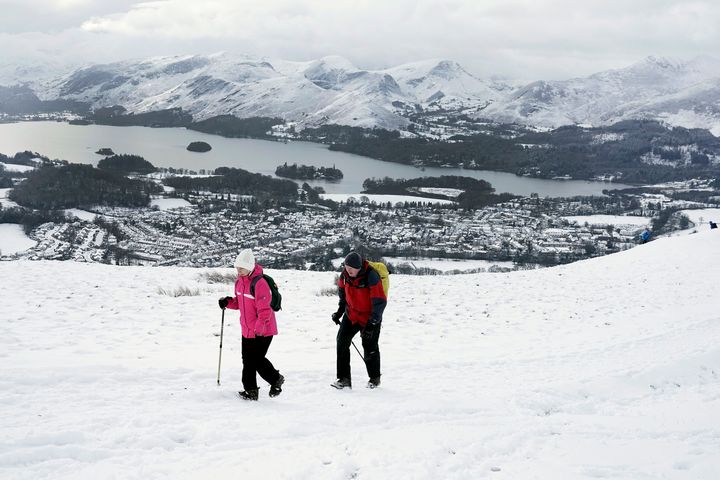 Hikers near the town of Keswick on 6 February 