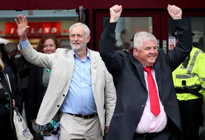 Hugh Gaffney (left) campaigning with Jeremy Corbyn 