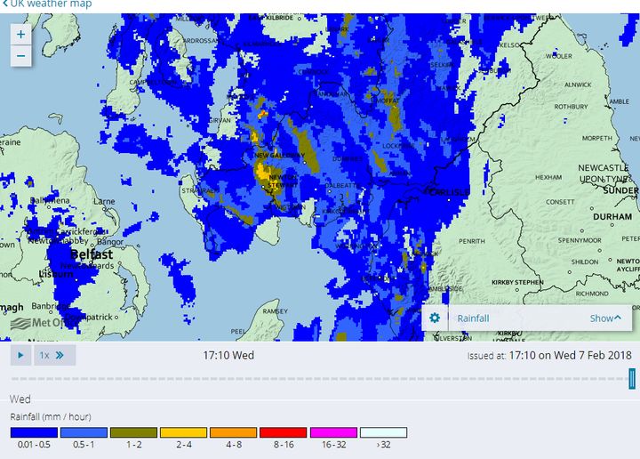 A radar map available on the public Met Office website.