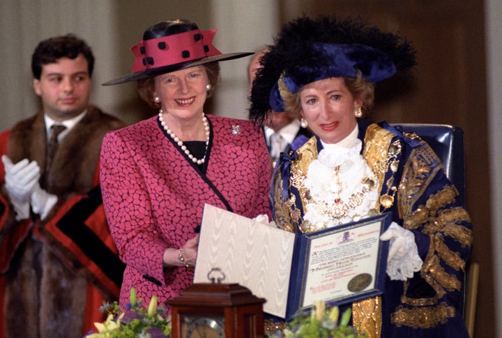 Margaret Thatcher with then Lady Shirley Porter, leader of Westminster.