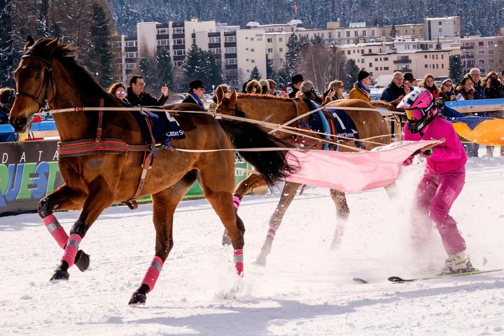 A skijoring race in St. Moritz in February 2017.