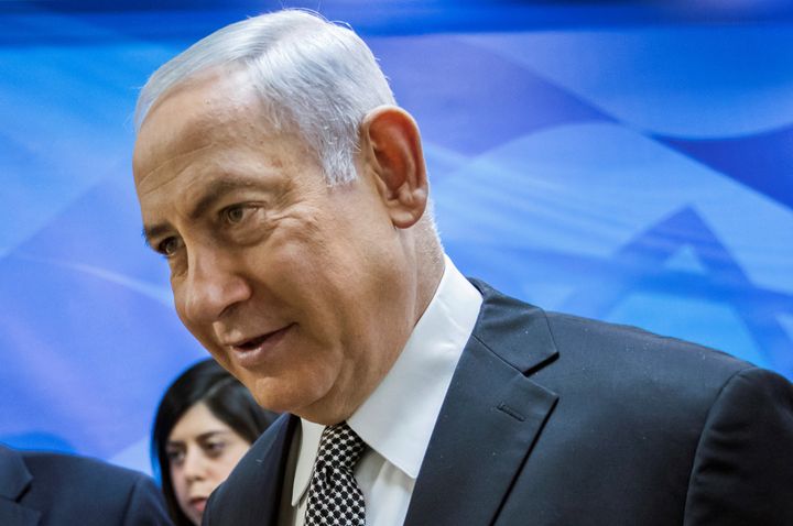 Israeli Prime Minister Benjamin Netanyahu enters the weekly Cabinet meeting in Jerusalem on Sunday.