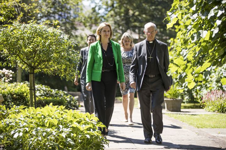 Home Secretary Amber Rudd and the Archbishop of Canterbury, Justin Welby, who famously housed a family of Syrian refugees at Lambeth Palace in London