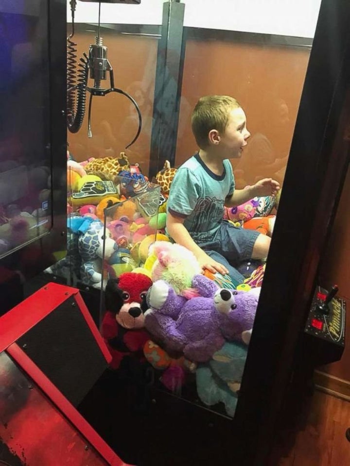 Mason got himself stuck in a claw machine in Titusville, Florida.