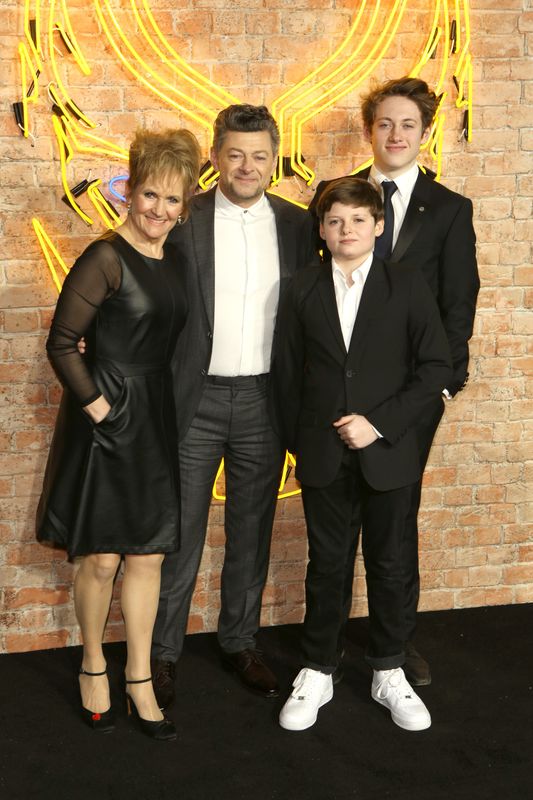 LONDON, ENGLAND - FEBRUARY 08: (R-L) Lorraine Ashbourne, Andy Serkis and family attend the European Premiere of 'Black Panther' at the Eventim Apollo on February 8, 2018 in London, England.  (Photo by David M. Benett/Dave Benett/WireImage)