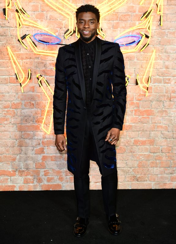 Chadwick Boseman attending The Black Panther European Premiere at The Eventim Apollo Hammersmith London. (Photo by Ian West/PA Images via Getty Images)