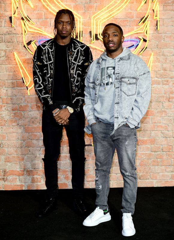 Krept and Konan attending The Black Panther European Premiere at The Eventim Apollo Hammersmith London. (Photo by Ian West/PA Images via Getty Images)