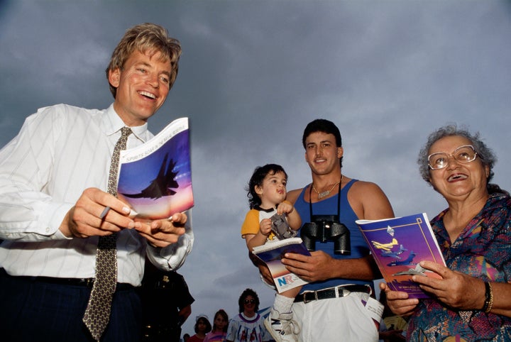 Duke, at left, campaigning for governor.