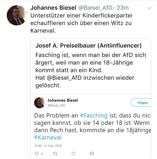 Die öffentlich nicht mehr zugänglichen Tweets des AfD-Politikers.