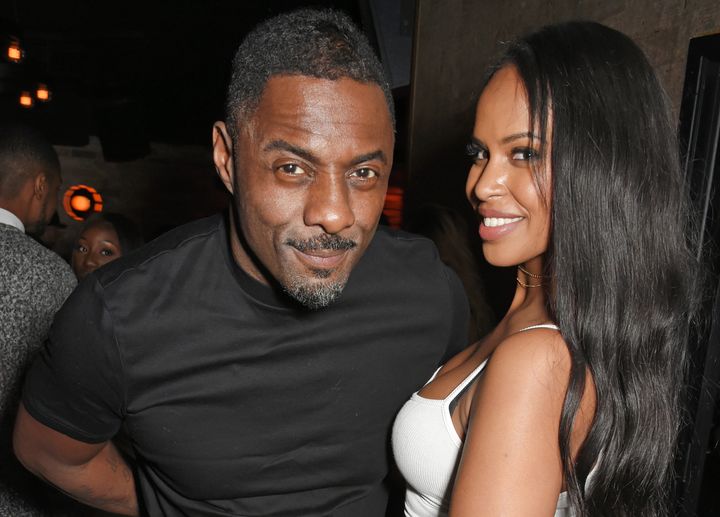 Idris Elba and Sabrina Dhowre at the actor's Christmas Party in December 2017.