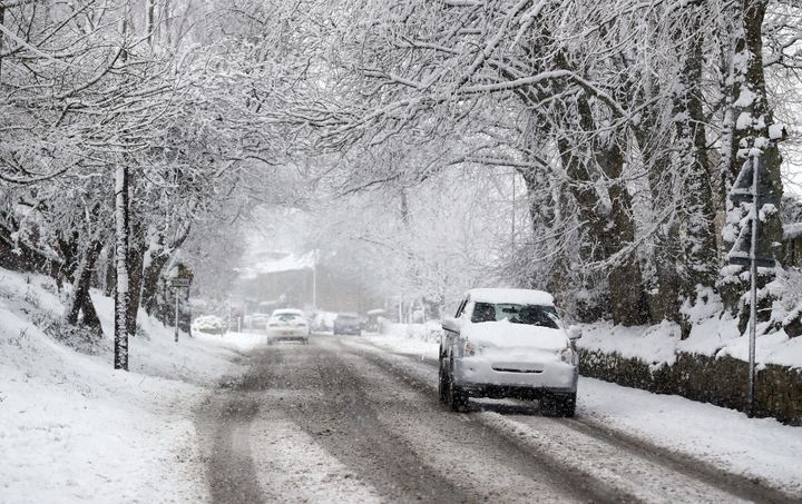 Snow showers are creating difficult conditions for drivers (stock photo) 