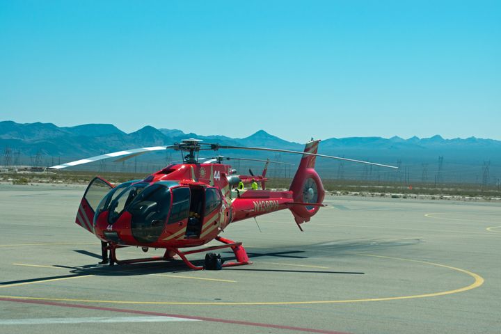 File photo of a similar helicopter to the one which crashed on Sunday at Nevada's Grand Canyon, pictured at Boulder City airport