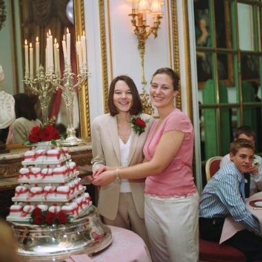 Joanna and Paula at their wedding ceremony, The Ritz, 2006