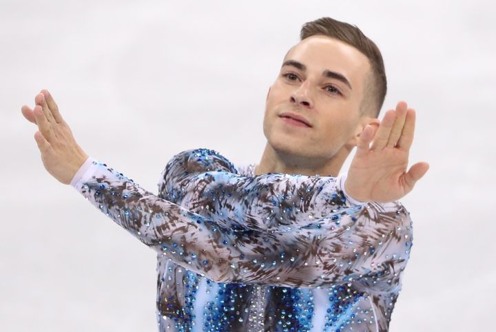 Adam Rippon finished third in the men's free skate of the team event to help Team USA to a bronze medal.