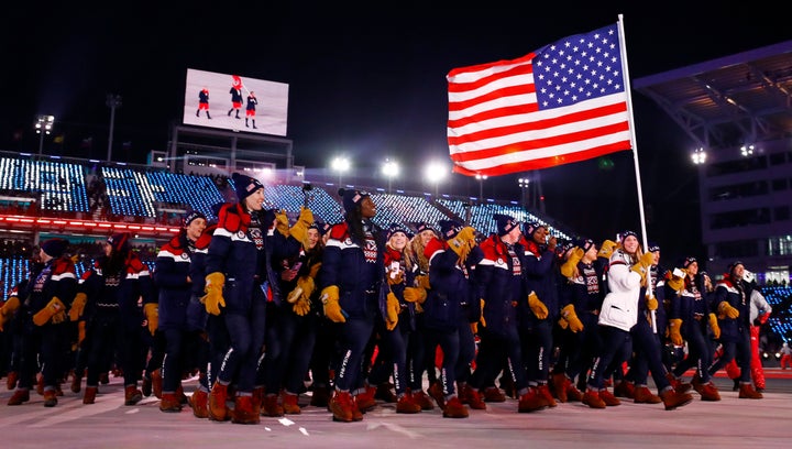 Team USA enters the stadium during opening ceremonies on Friday.