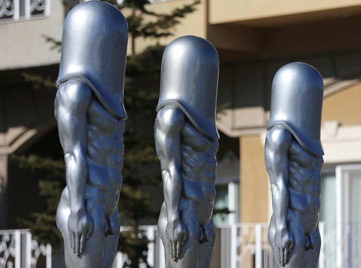 The "Bullet Men" statues outside the Alpensia Ski Jump Center in Pyeongchang.