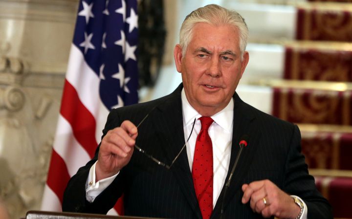 U.S. Secretary of State Rex Tillerson speaks at a news conference in Cairo, Egypt on Feb. 12, 2018. 