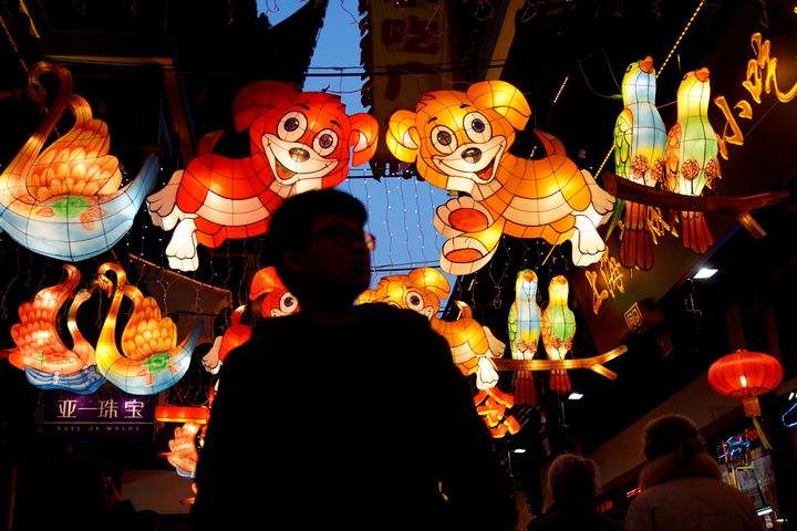 Lantern decorations for Chinese New Year in Yu Yuan Garden, in Shanghai 