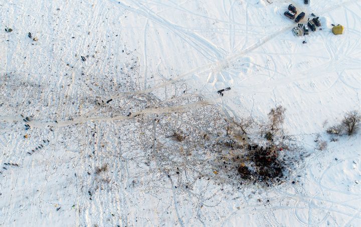 An aerial view of the crash site, nearby to Domodedova International Airport 