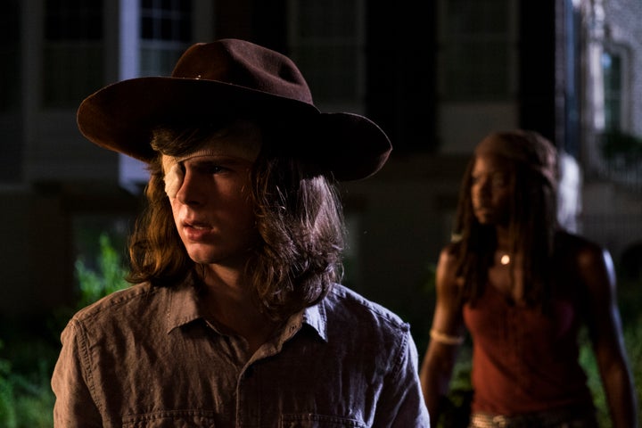 Chandler Riggs and Danai Gurira on "The Walking Dead."