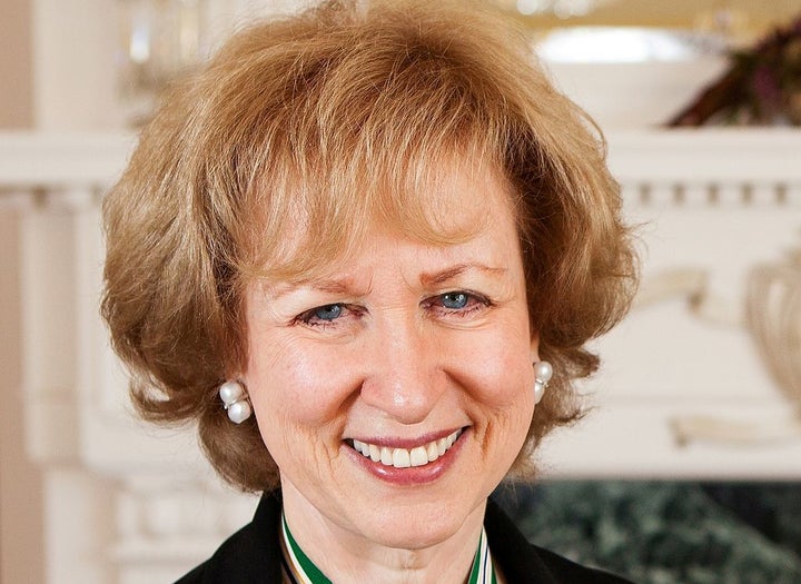 Former Canadian PM Kim Campbell who says "Bare arms undermine credibility"