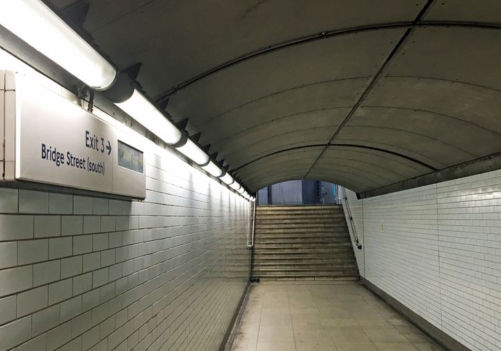 Exit three at Westminster Underground station in London, as Jeremy Corbyn is believed to have asked for flowers to be laid where a man was found dead