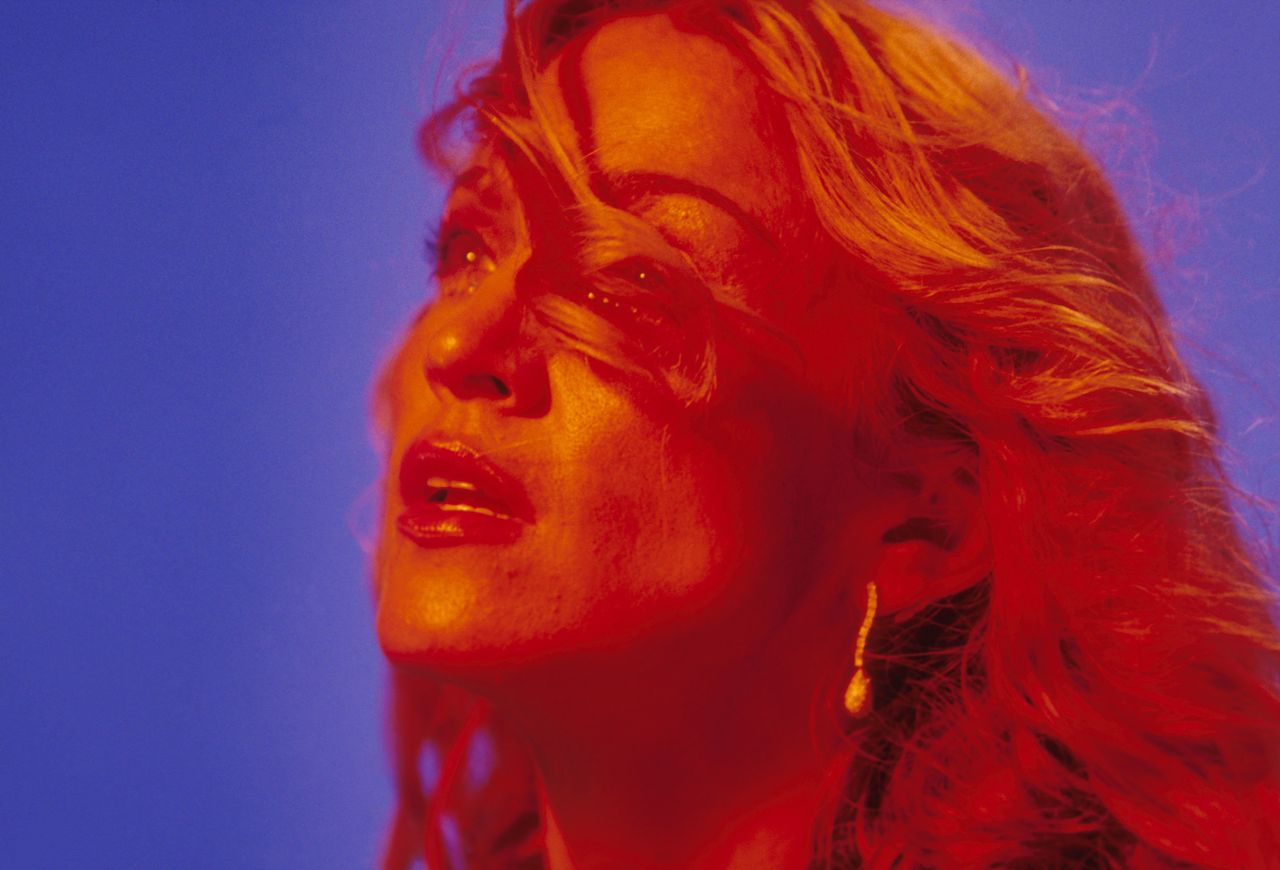Madonna on the set of her "Ray of Light" music video.