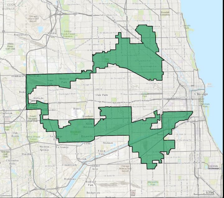 Republicans have criticized the irregular shape of Illinois' 4th congressional district as an example of a Democratic gerrymander. The district was drawn to preserve the influence of Latino voters.