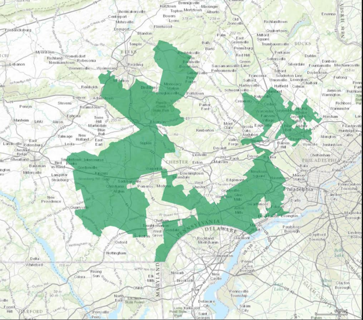 Pennsylvania Republicans drew the state's 7th congressional district to maximize the influence of GOP voters. The odd sh