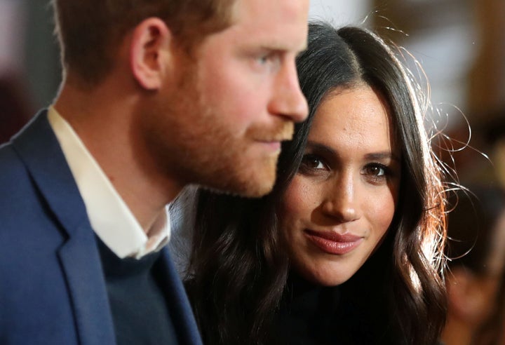 Prince Harry and Meghan Markle at a reception at the Palace of Holyroodhouse on Feb. 13. 