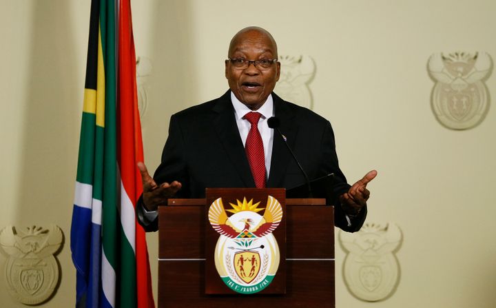 President of South Africa Jacob Zuma addresses the nation in Pretoria.