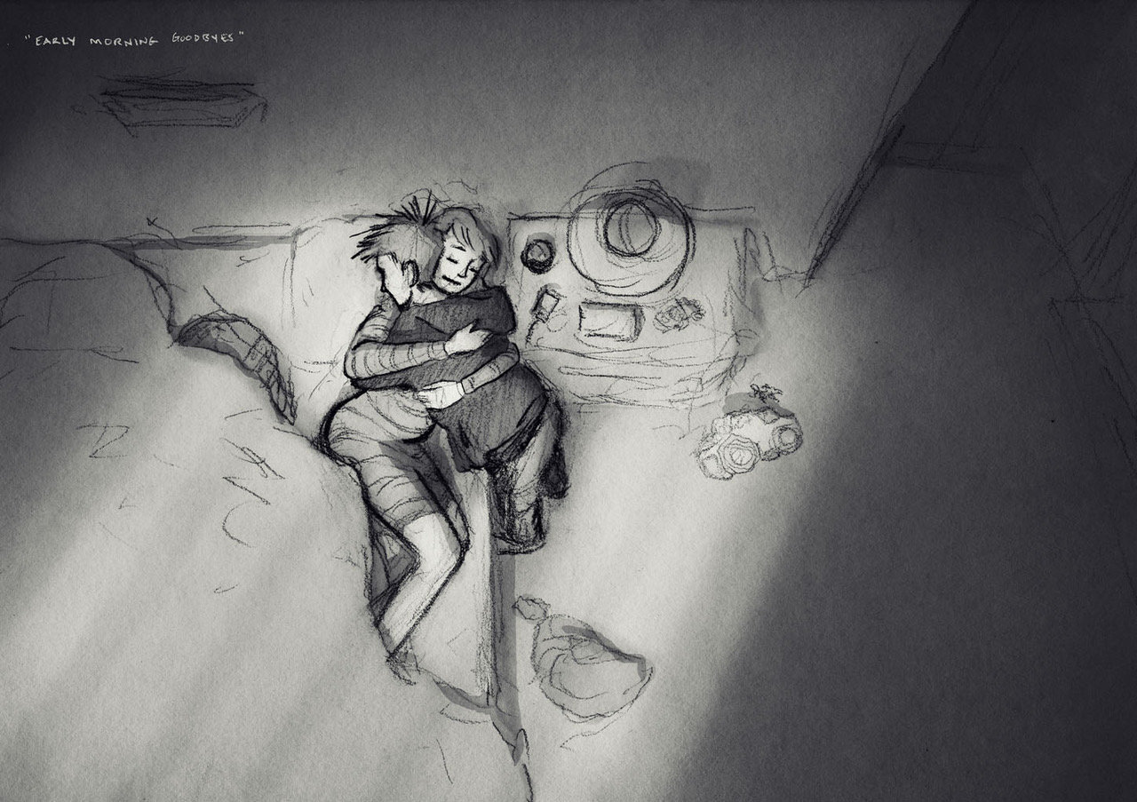 Sketch by chichi - “In true love the smallest distance is too great and the  greatest distance can be bridged.