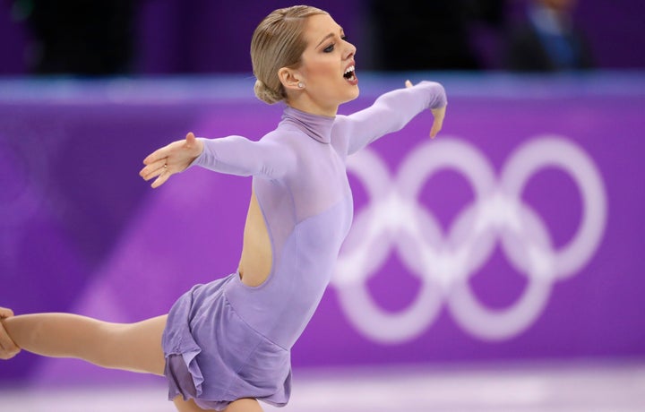 American Alexa Scimeca-Knierim in the pair's free skating competition Thursday at the Winter Olympics in Pyeongchang, South K