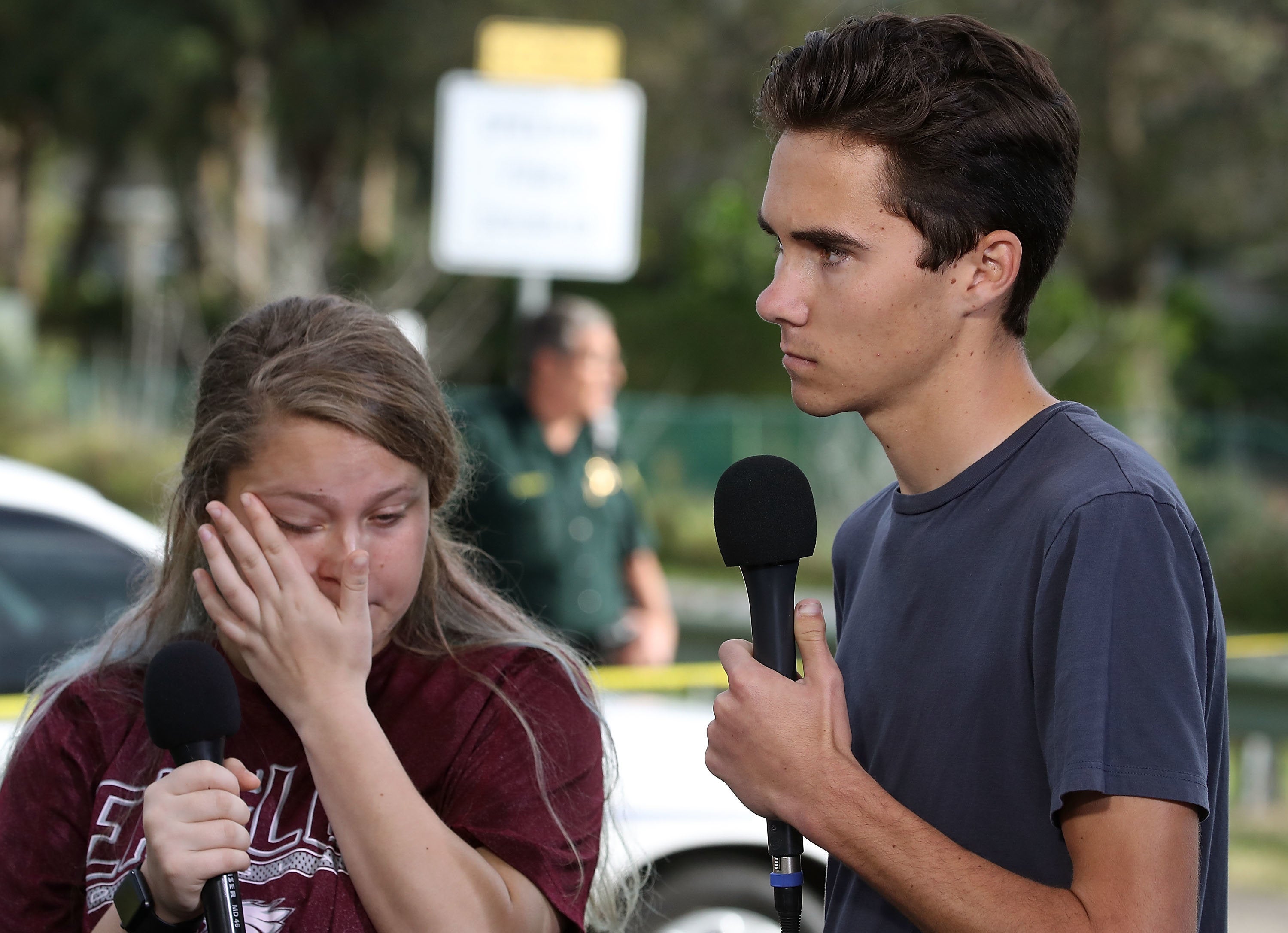 Mark Wilson via Getty Images
Students Kelsey Friend and David Hogg recall Wednesday's mass shooting at Marjory Stoneman Douglas High School