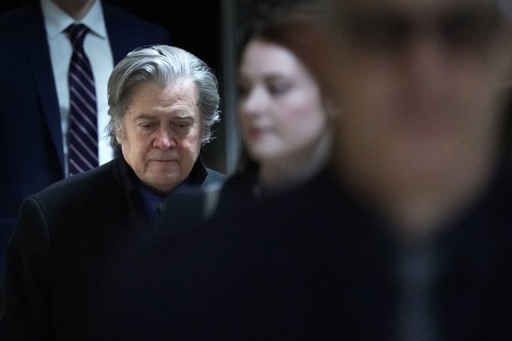 Former White House chief strategist Steve Bannon arrives at a closed-door meeting with the House Intelligence Committee February 15, 2018 on Capitol Hill in Washington, DC. 