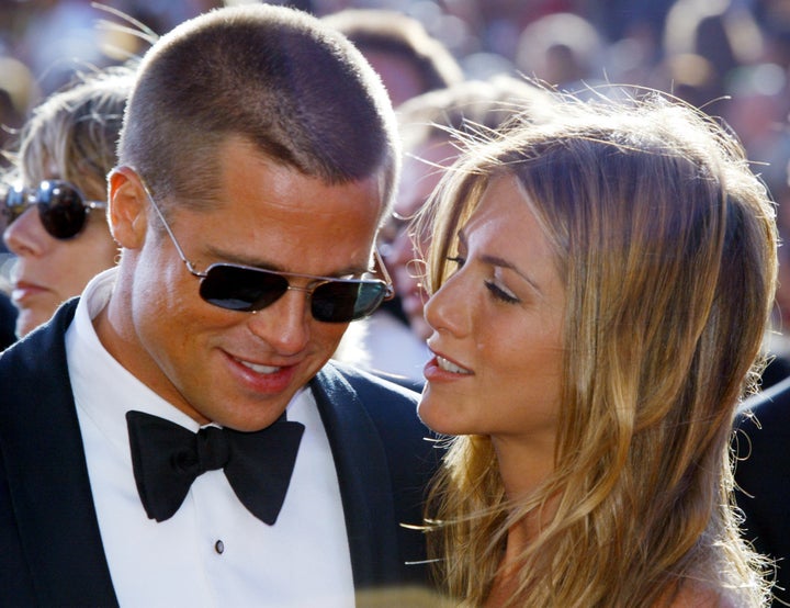 Brad Pitt and Jennifer Aniston, in this September 19, 2004 file photo. Aniston filed for divorce on March 25, 2005. And now, after her split from Justin Theroux, people are cheering for an Anniston-Pitt reunion.