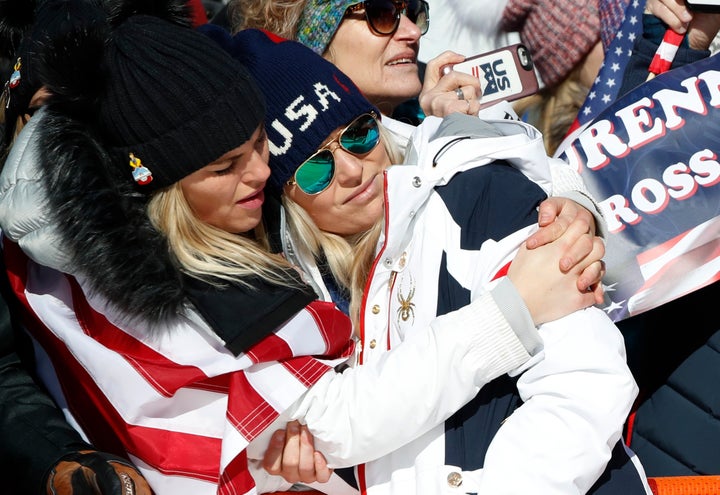 Lindsey Vonn reacts at the 2018 Winter Olmypics in the Jeongseon Alpine Centre in Pyeongchang, South Korea.