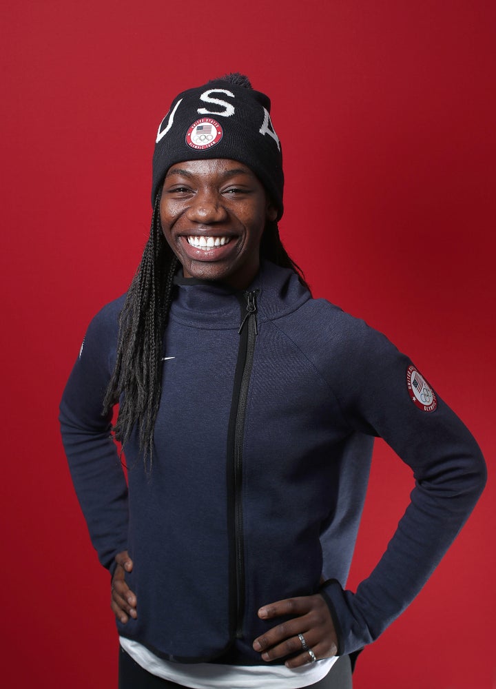 Biney, pictured on Feb. 14, still has plenty to smile about after her first Winter Olympics.