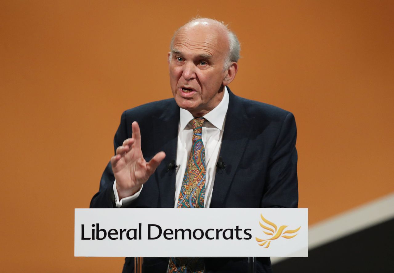 Vince Cable makes his keynote speech at the Lib Dem conference in Bournemouth last year.