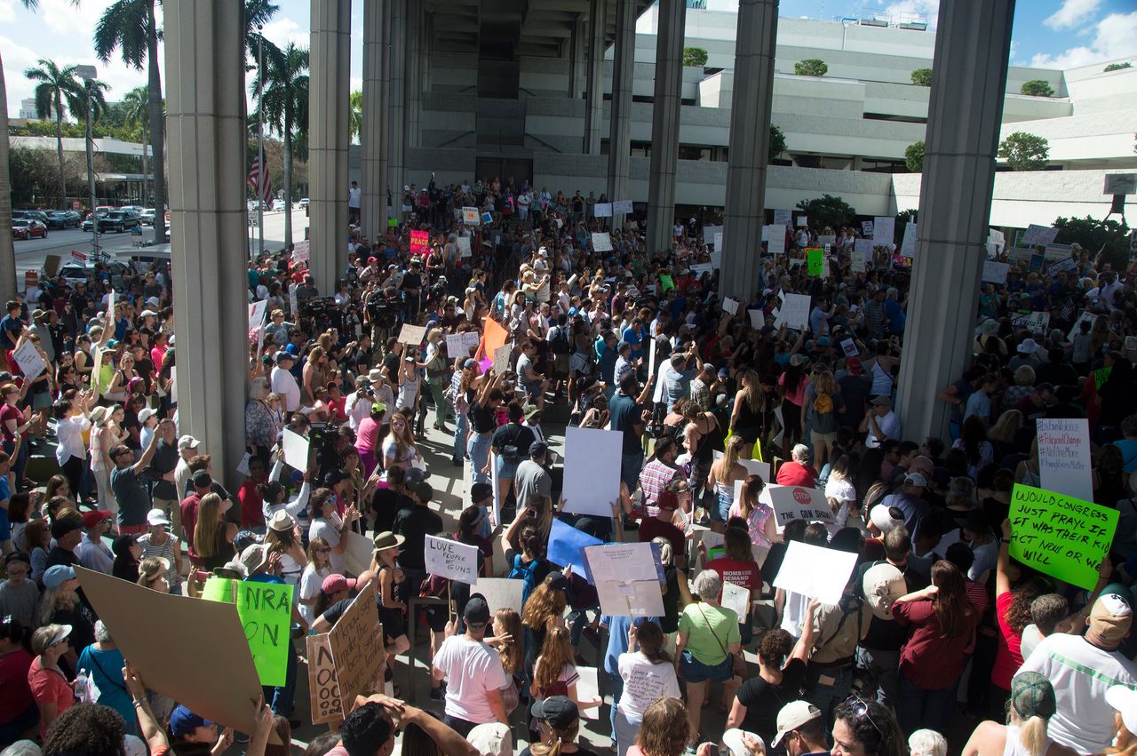 Protesters gathered at the Fort Lauderdale federal courthouse on Saturday to demand gun control.