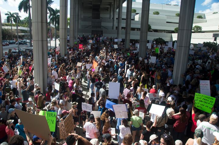 Protesters gathered at the Fort Lauderdale federal courthouse on Feb. 17, 2018 to demand gun control.