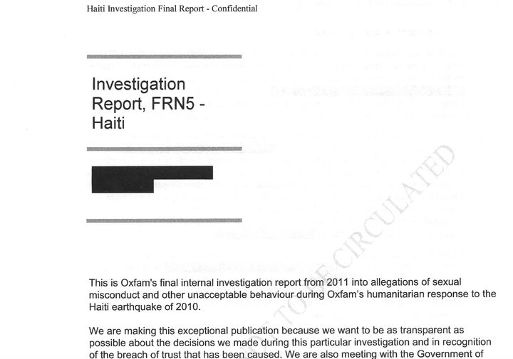 Oxfam released a redacted version of the report after a copy was leaked to the media on Sunday