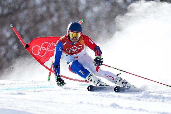 French Alpine skier Mathieu Faivre is seen during the Alpine Skiing Men's Giant Slalom on Sunday.