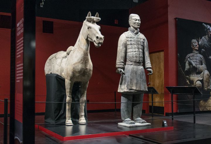 A terra-cotta horse and warrior from the Franklin Institute's exhibit.