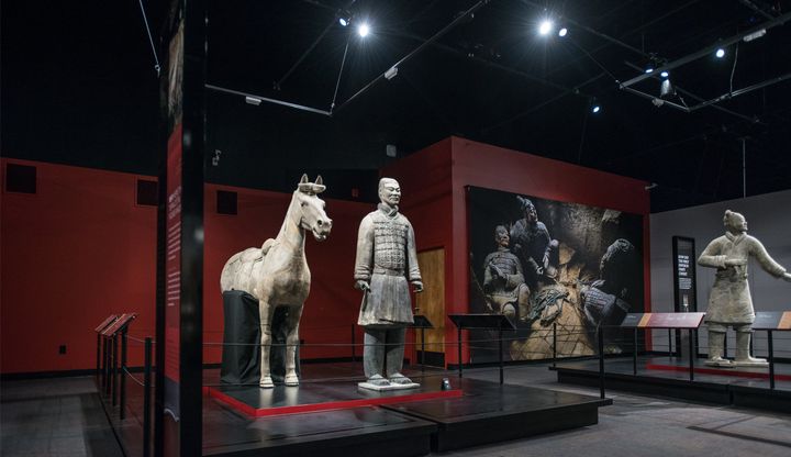 A terra-cotta horse and warrior from the Franklin Institute's exhibit.