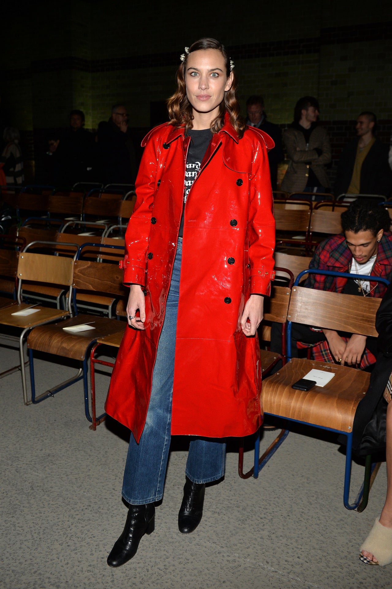 Looks We Love Alexa Chung s Colourful Raincoat at London Fashion