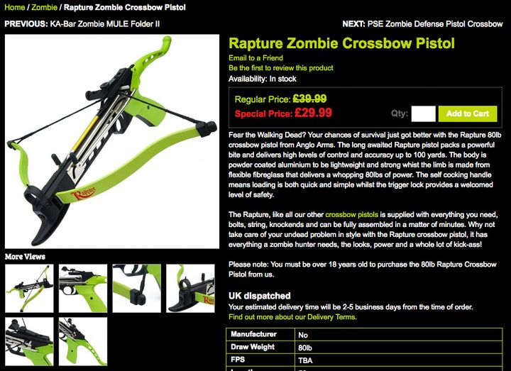 The crossbow as it appears on the website