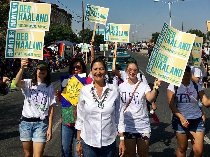 Deb Haaland with some supporters in Albuquerque.