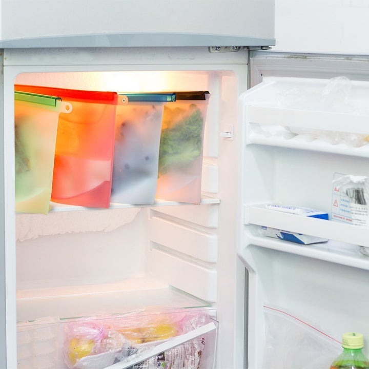 These silicone bags are an inexpensive alternative to plastic bags, and they’re microwave, refrigerator, freezer and dish washer safe. Use one to collect your food scraps throughout the week, and store it in your freezer.