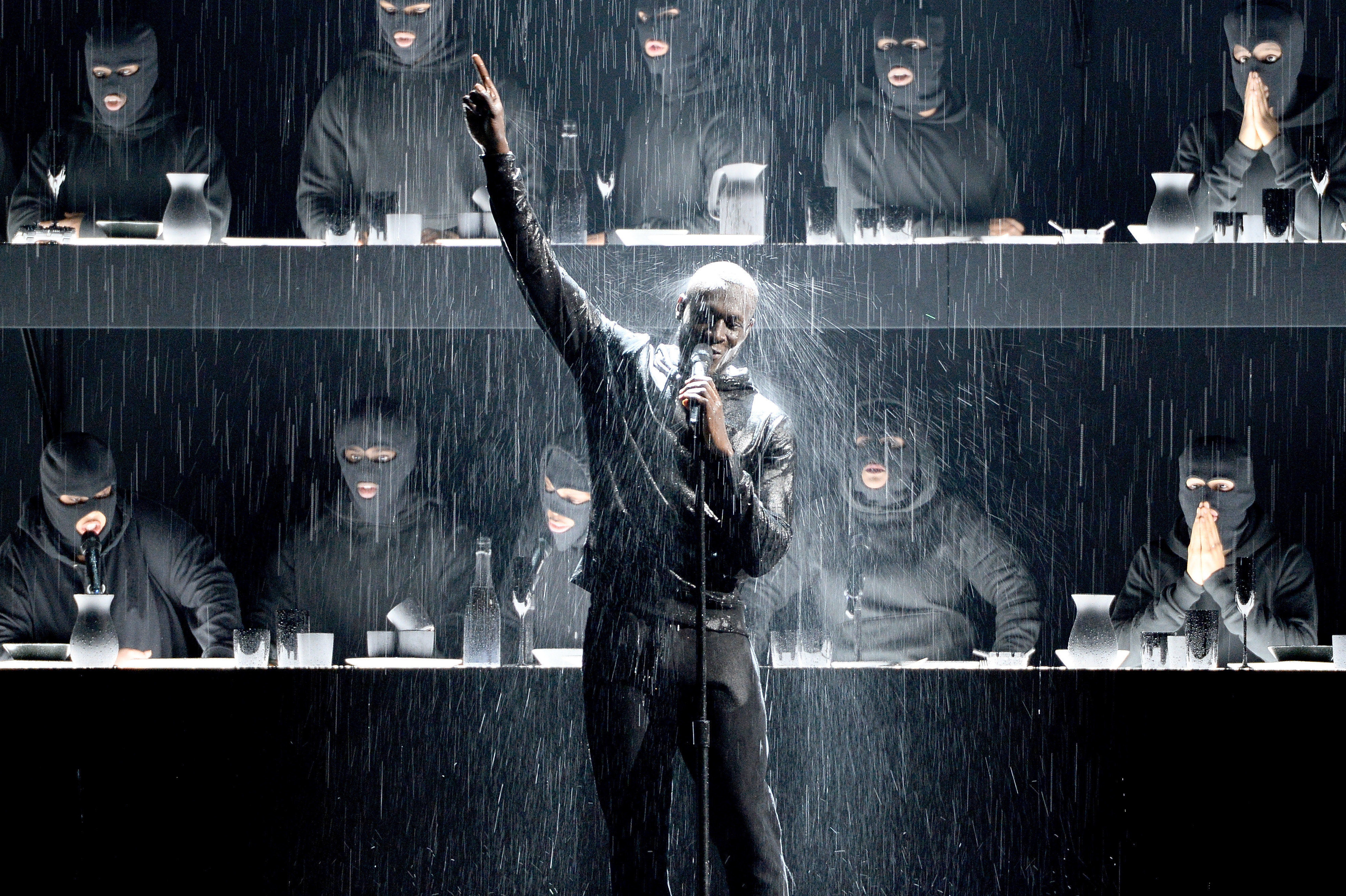 <strong>Stormzy on stage at the Brits</strong>